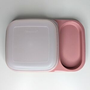 Vintage Tupperware Meal Mate plates with lids pink divided plate set of 4